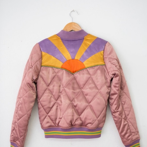 Classic Rock Couture Rising Sun Bomber Jacket Dusted Pink size M - Picture 3 of 17